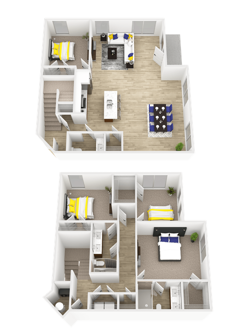 Floor plan for 4 beds, 2.5 baths, 2215 sqft